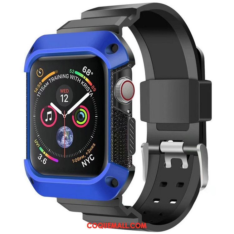 Étui Apple Watch Series 4 Armure Sport Incassable, Coque Apple Watch Series 4 Bleu Protection