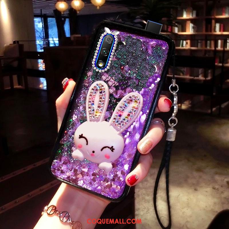 Étui Honor 9x Incassable Violet Quicksand, Coque Honor 9x Support Lapin