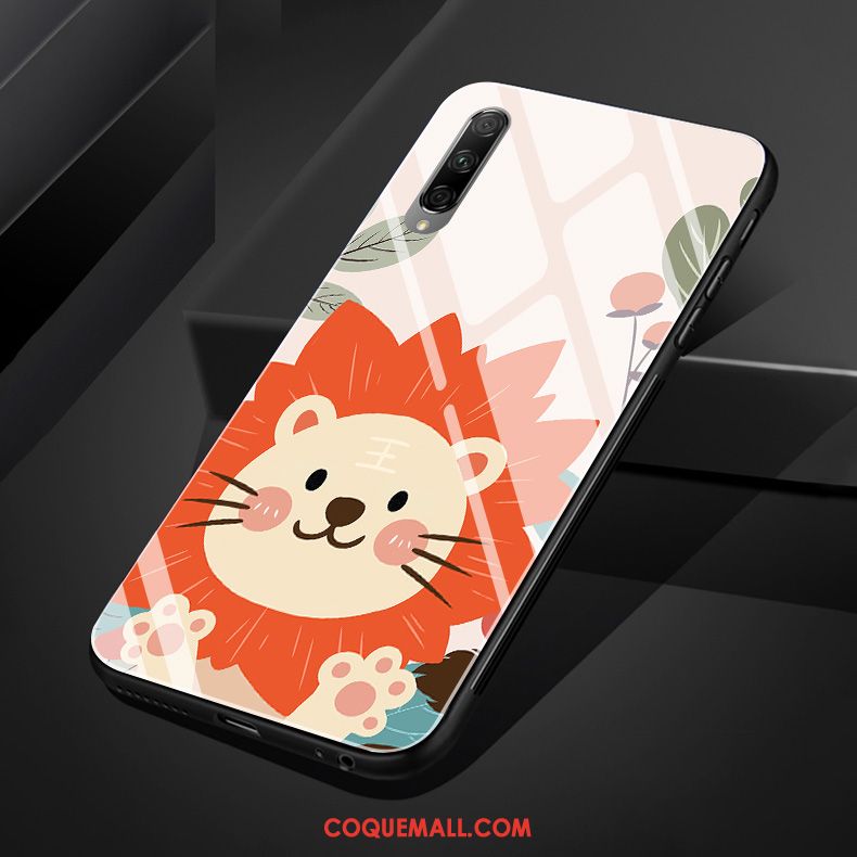 Étui Honor 9x Pro Fleurs Silicone Dessin Animé, Coque Honor 9x Pro Verre Téléphone Portable Orange