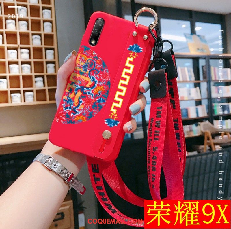 Étui Honor 9x Rouge Ornements Suspendus Nouveau, Coque Honor 9x Fluide Doux Style Chinois