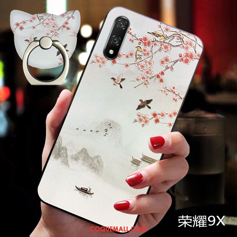 Étui Honor 9x Silicone Très Mince Personnalité, Coque Honor 9x Style Chinois Fluide Doux Beige