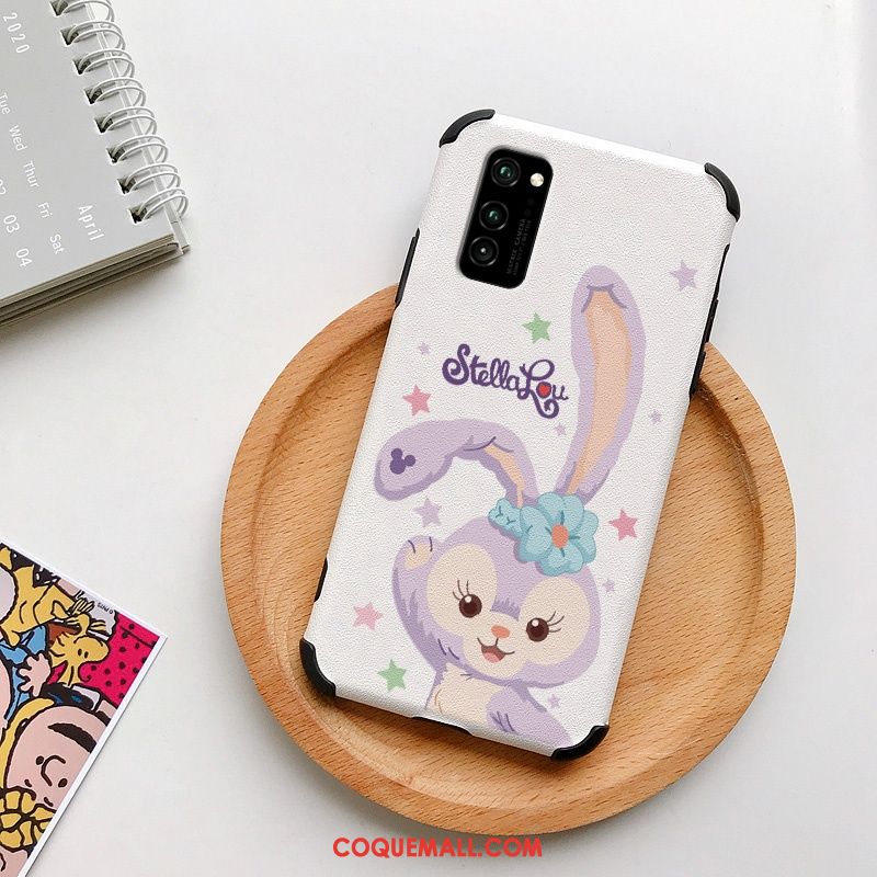 Étui Honor View30 Lapin Mode Soie Mulberry, Coque Honor View30 Blanc Gaufrage