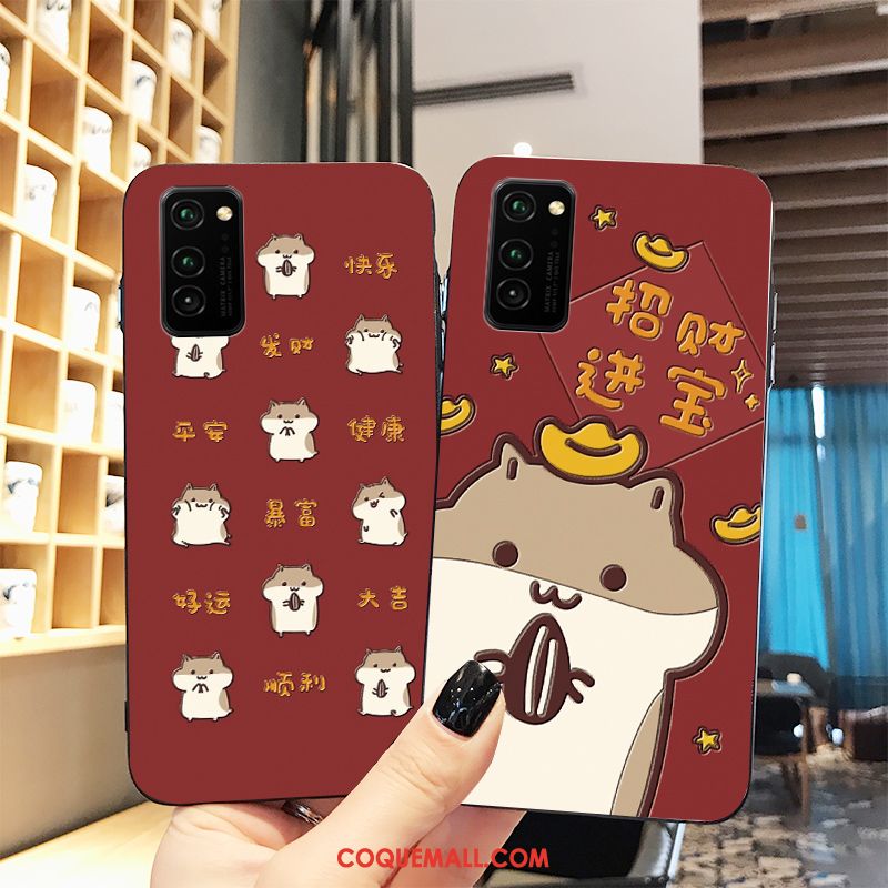 Étui Honor View30 Pro Miroir Protection Jeunesse, Coque Honor View30 Pro Incassable Rouge