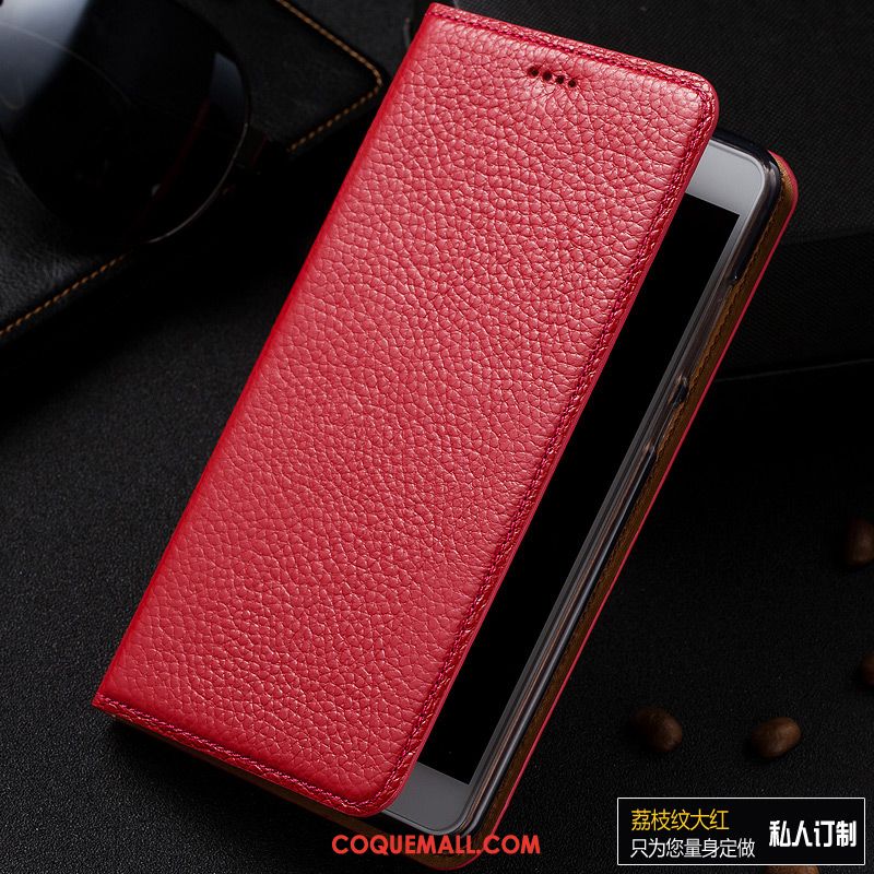 Étui Htc One A9s Étui En Cuir Téléphone Portable Incassable, Coque Htc One A9s Cuir Véritable Rouge