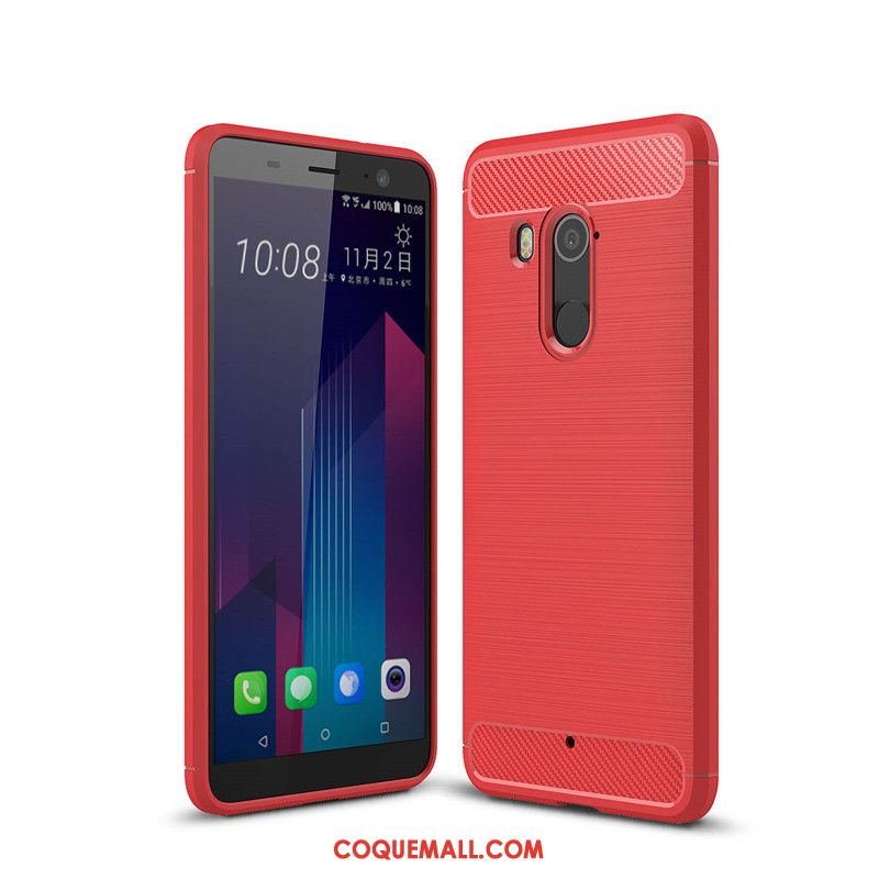 Étui Htc U11+ Fibre Protection Fluide Doux, Coque Htc U11+ Téléphone Portable Rouge