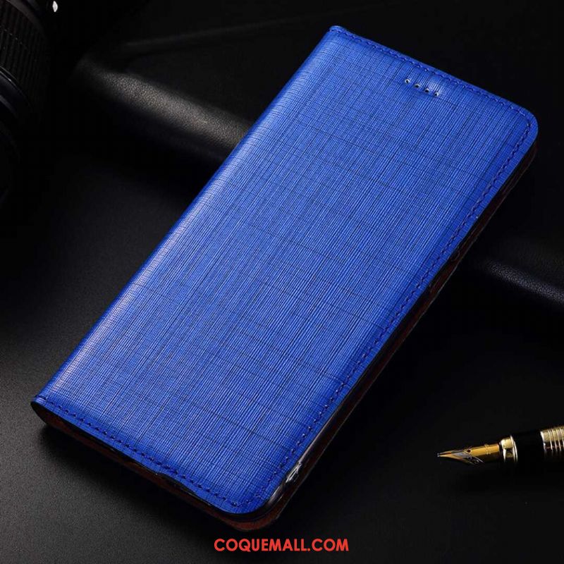 Étui Htc U11 Life Étui En Cuir Incassable Cuir Véritable, Coque Htc U11 Life Bleu Téléphone Portable