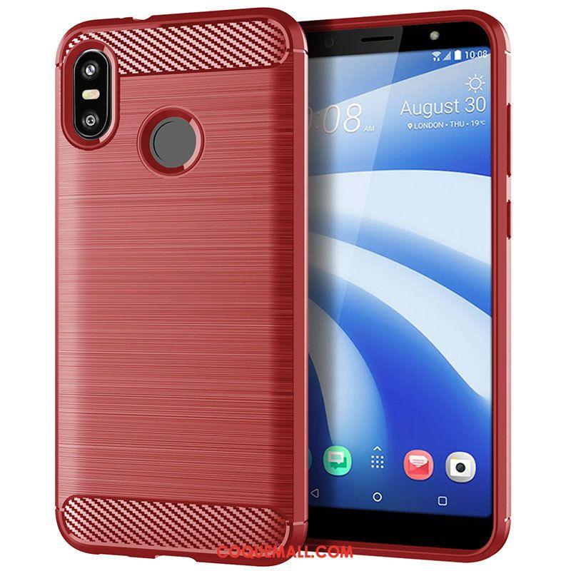 Étui Htc U12 Life Tendance Rouge Téléphone Portable, Coque Htc U12 Life Soie Silicone