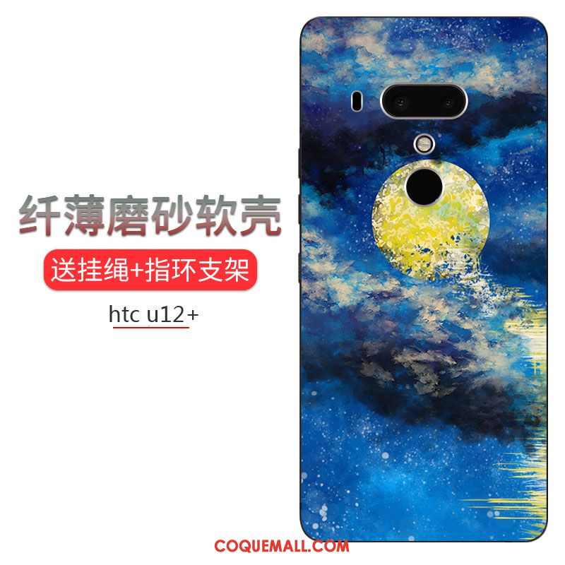 Étui Htc U12+ Protection Tout Compris Silicone, Coque Htc U12+ Fluide Doux Bleu