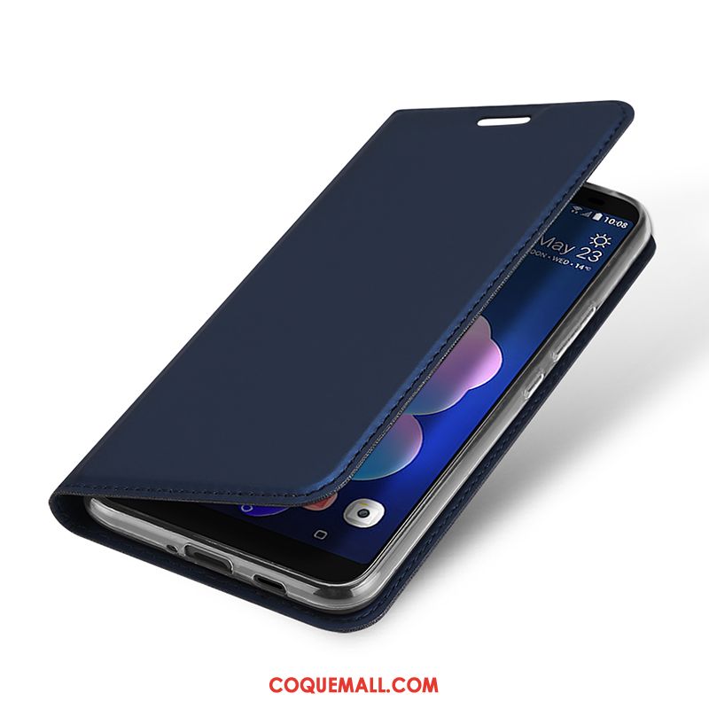 Étui Htc U12+ Étui En Cuir Carte Bleu, Coque Htc U12+ Magnétisme Transparent