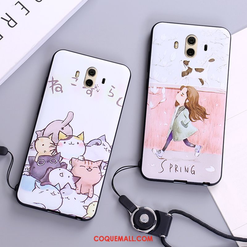 Étui Huawei Mate 10 Blanc Téléphone Portable Dessin Animé, Coque Huawei Mate 10 Fluide Doux