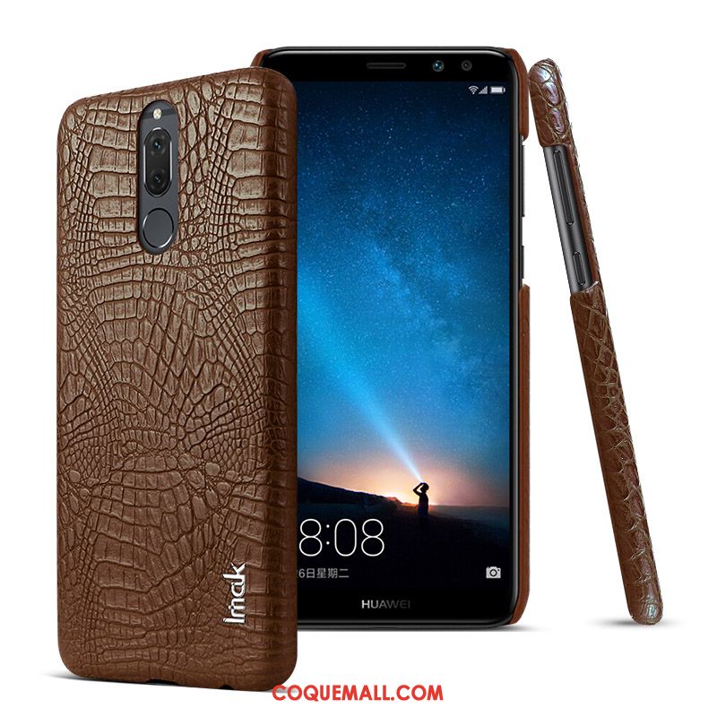 Étui Huawei Mate 10 Lite Protection Foncé Incassable, Coque Huawei Mate 10 Lite Similicuir Crocodile Modèle Braun