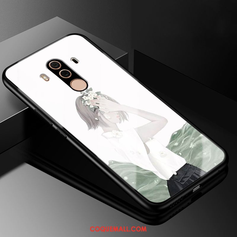 Étui Huawei Mate 10 Pro Blanc Silicone Tout Compris, Coque Huawei Mate 10 Pro Téléphone Portable Verre