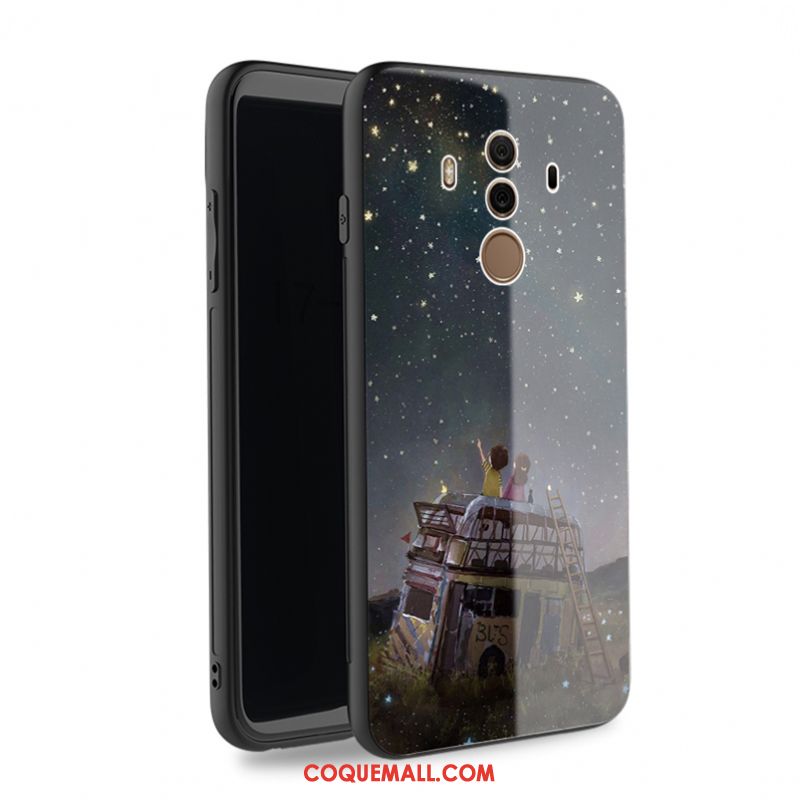 Étui Huawei Mate 10 Pro Téléphone Portable Protection Difficile, Coque Huawei Mate 10 Pro Noir Verre