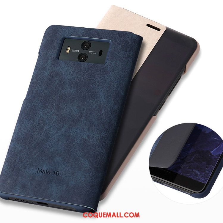 Étui Huawei Mate 10 Protection Étui En Cuir Clamshell, Coque Huawei Mate 10 Incassable Bleu