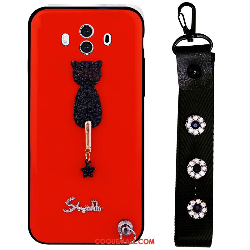 Étui Huawei Mate 10 Rouge Fluide Doux Noir, Coque Huawei Mate 10 Incassable Difficile