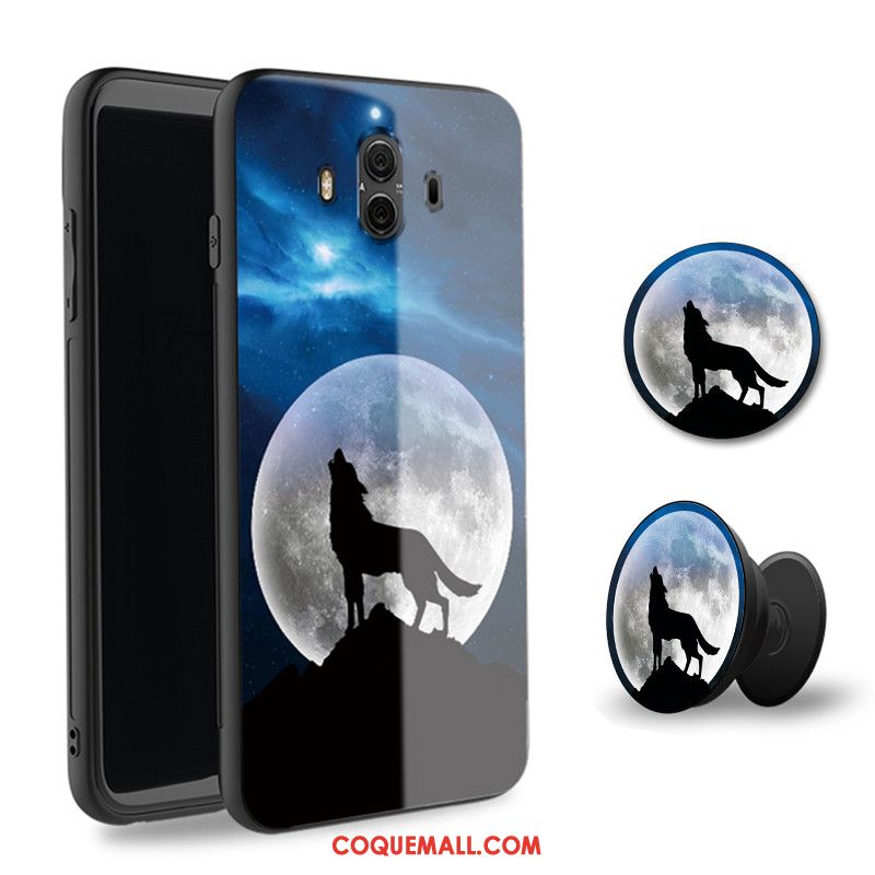 Étui Huawei Mate 10 Tempérer Bleu Téléphone Portable, Coque Huawei Mate 10 Ornements Suspendus Verre