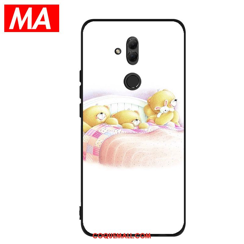 Étui Huawei Mate 20 Lite Fluide Doux Ours Petit, Coque Huawei Mate 20 Lite Mignonne Blanc