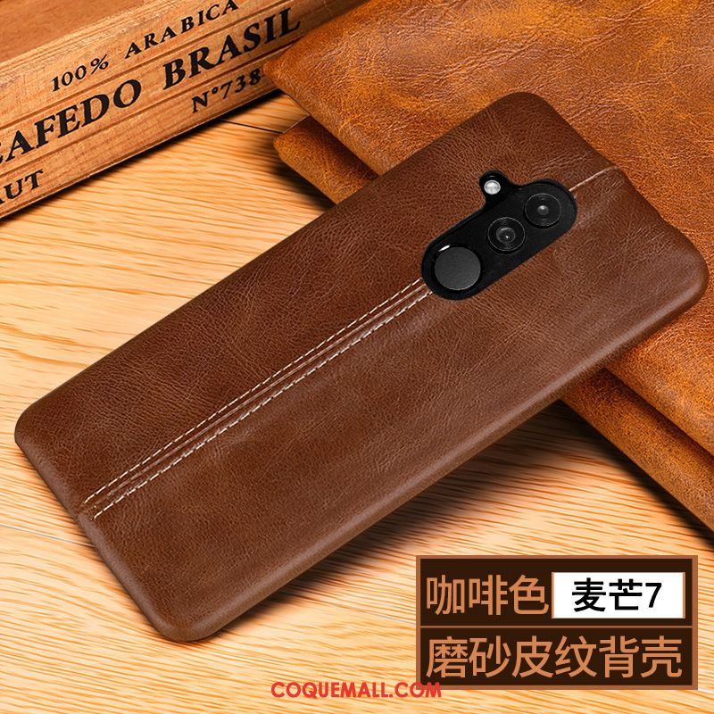 Étui Huawei Mate 20 Lite Téléphone Portable Incassable Business, Coque Huawei Mate 20 Lite Cuir Véritable Braun