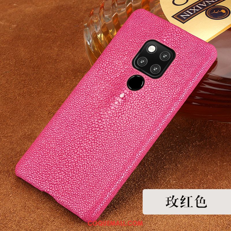 Étui Huawei Mate 20 Luxe Cuir Véritable Rouge, Coque Huawei Mate 20 Créatif Qualité