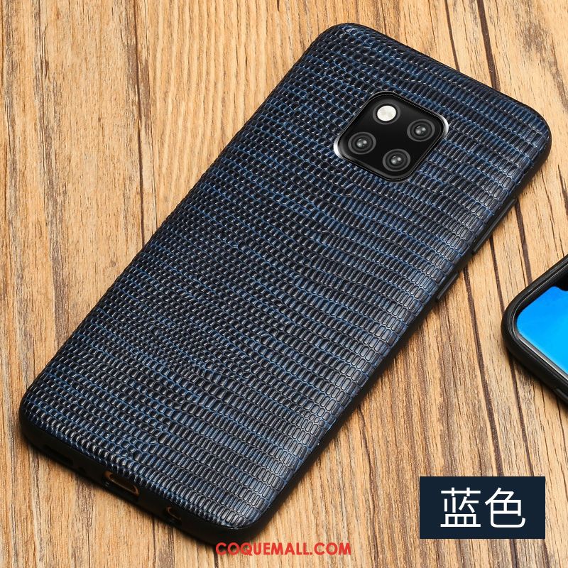 Étui Huawei Mate 20 Pro Cuir Véritable Luxe Marque De Tendance, Coque Huawei Mate 20 Pro Bleu Marin Légères