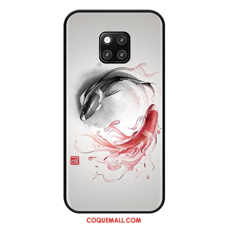 Étui Huawei Mate 20 Rs Silicone Style Chinois Noir, Coque Huawei Mate 20 Rs Protection Rouge
