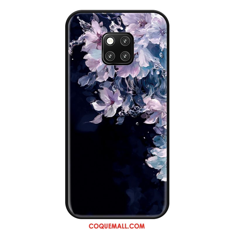 Étui Huawei Mate 20 Rs Tout Compris Protection Fleur, Coque Huawei Mate 20 Rs Délavé En Daim Noir