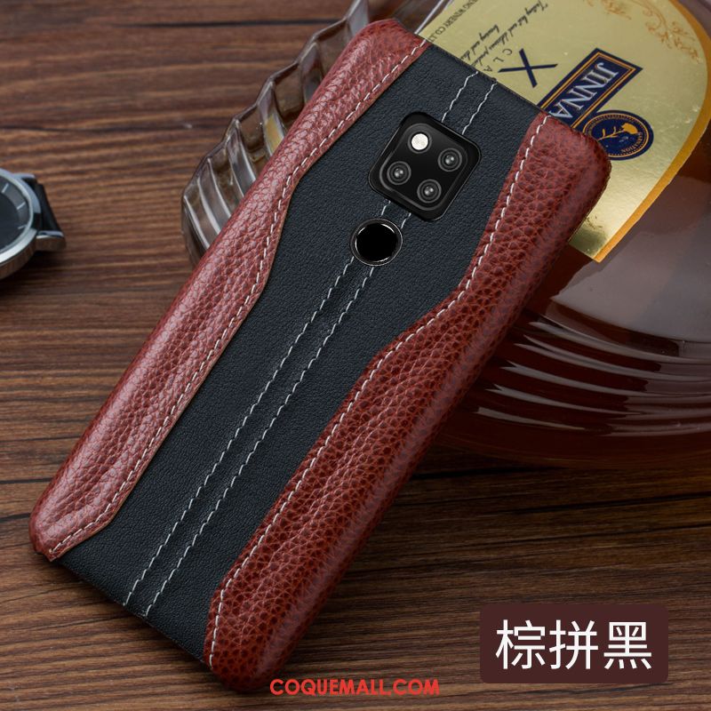 Étui Huawei Mate 20 X Cuir Véritable Protection Rouge, Coque Huawei Mate 20 X Incassable Étui En Cuir Braun