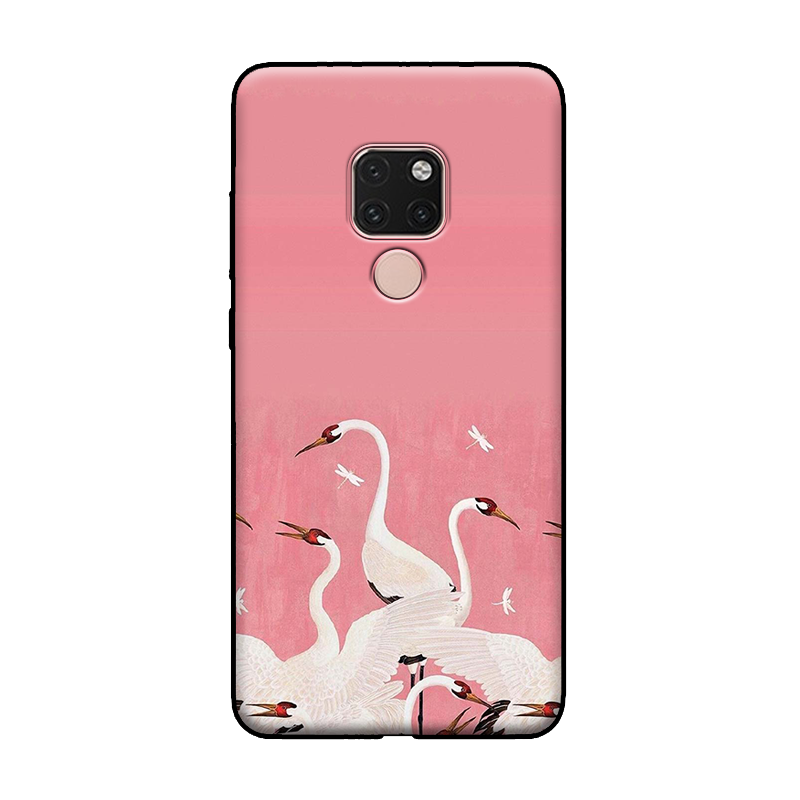 Étui Huawei Mate 20 X Fluide Doux Rose Art, Coque Huawei Mate 20 X Grue Téléphone Portable