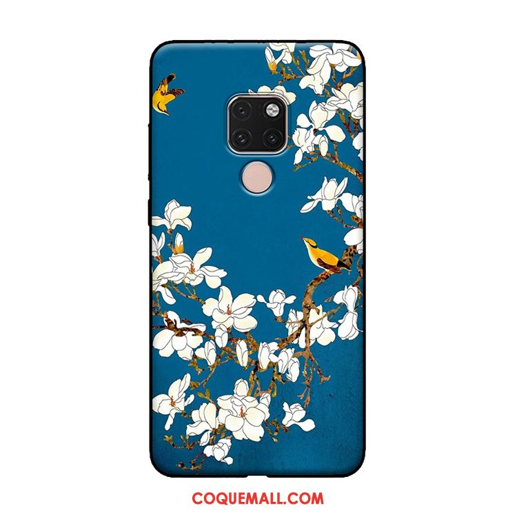 Étui Huawei Mate 20 X Fluide Doux Téléphone Portable Oiseau, Coque Huawei Mate 20 X Vintage Fleur