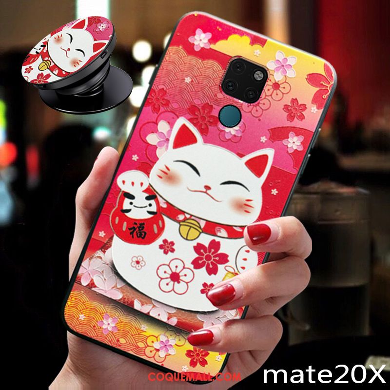 Étui Huawei Mate 20 X Rouge Très Mince Ornements Suspendus, Coque Huawei Mate 20 X Tendance Fluide Doux