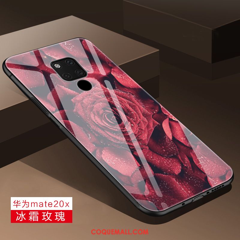 Étui Huawei Mate 20 X Tout Compris Tendance Rouge, Coque Huawei Mate 20 X Net Rouge Miroir