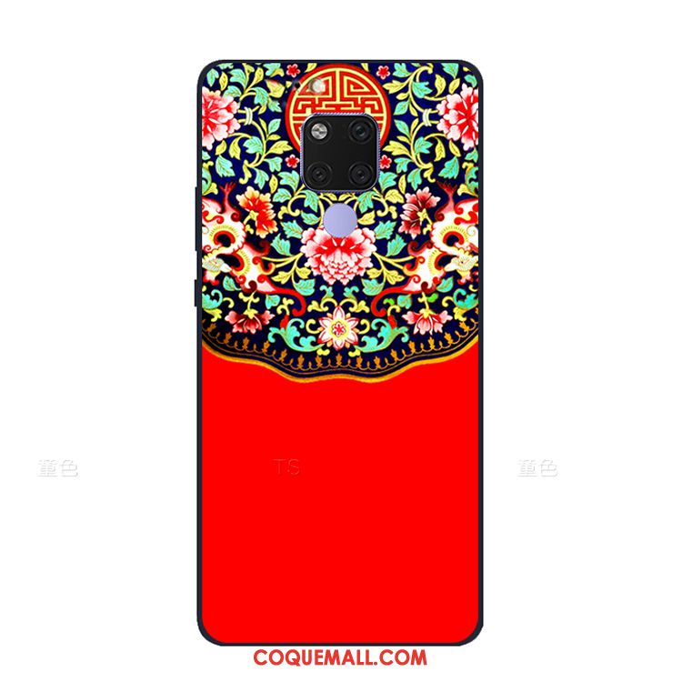 Étui Huawei Mate 20 X Téléphone Portable Vintage Net Rouge, Coque Huawei Mate 20 X Vent Ethnique