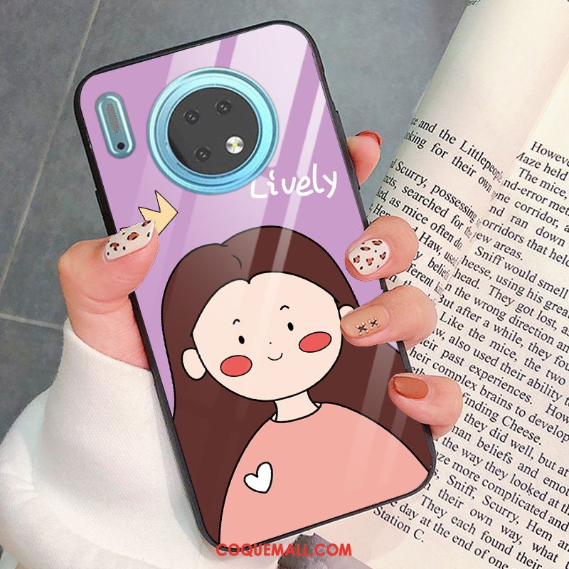 Étui Huawei Mate 30 Dessin Animé Violet Amoureux, Coque Huawei Mate 30 Tout Compris Silicone