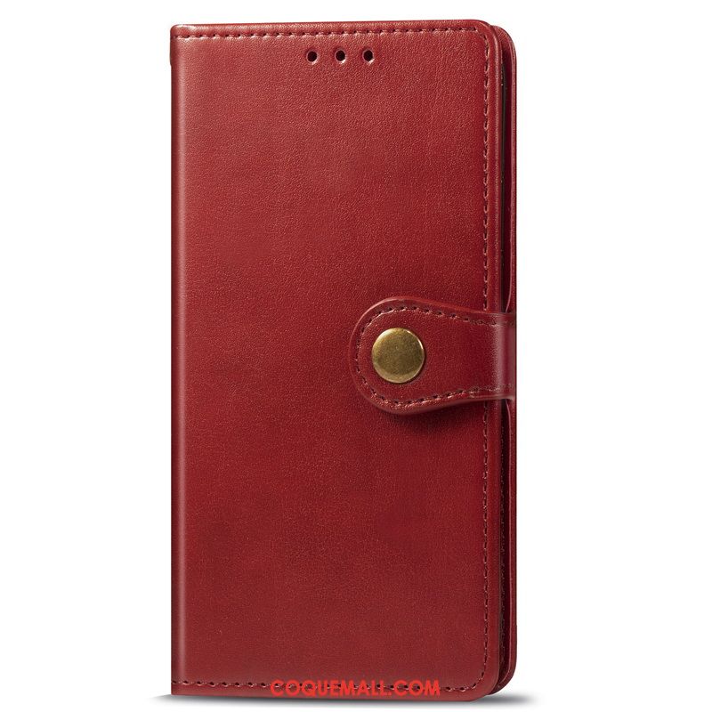 Étui Huawei Mate 30 En Cuir Similicuir Simple, Coque Huawei Mate 30 Rouge Couleur Unie