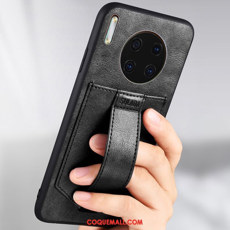 Étui Huawei Mate 30 Luxe Noir Incassable, Coque Huawei Mate 30 Support En Cuir