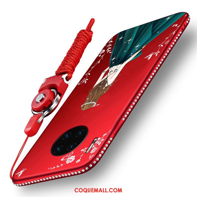 Étui Huawei Mate 30 Personnalité Rouge Téléphone Portable, Coque Huawei Mate 30 Dames Fluide Doux