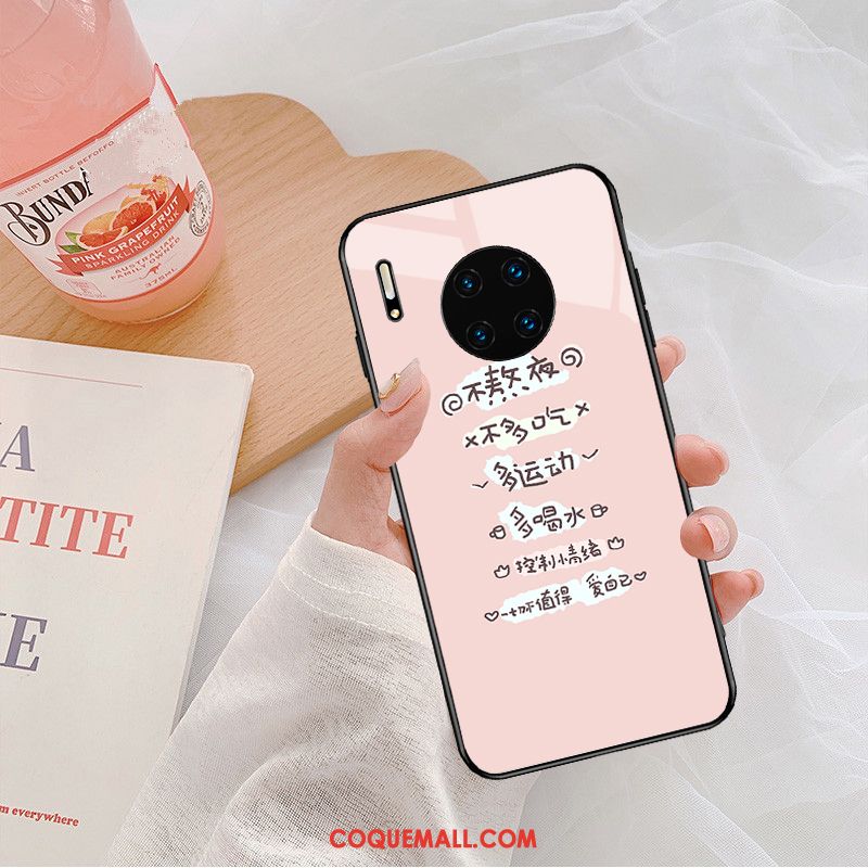 Étui Huawei Mate 30 Pro Charmant Frais Simple, Coque Huawei Mate 30 Pro Rose Créatif