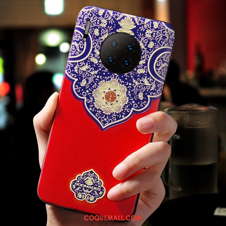 Étui Huawei Mate 30 Pro Rouge Créatif Tout Compris, Coque Huawei Mate 30 Pro Incassable Style Chinois
