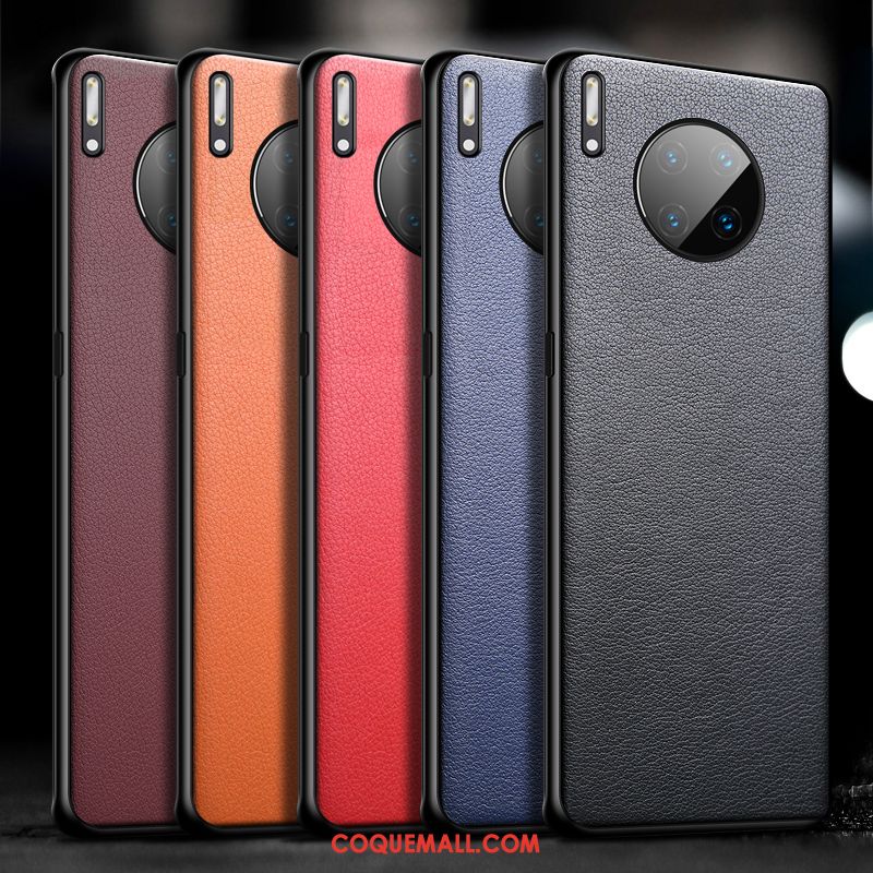 Étui Huawei Mate 30 Pro Téléphone Portable Cuir Véritable Très Mince, Coque Huawei Mate 30 Pro Tout Compris Protection Braun