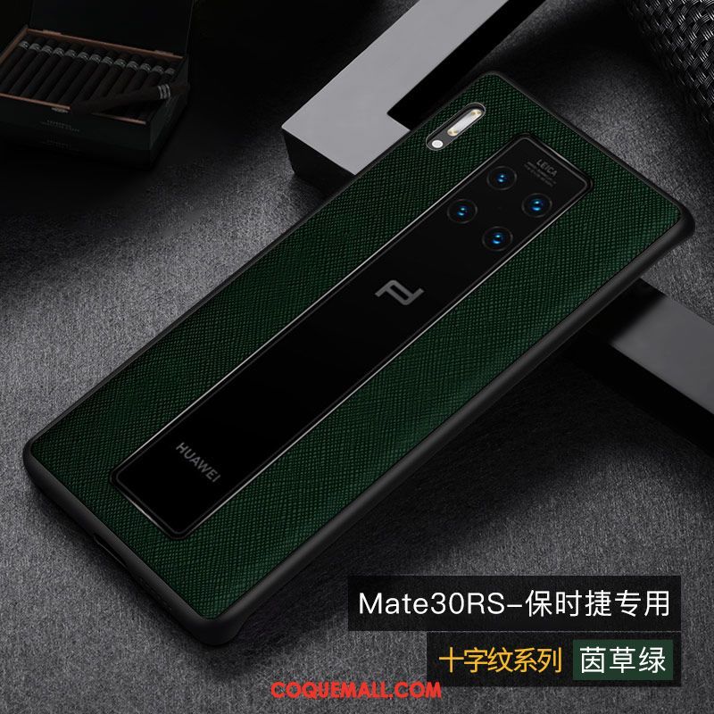 Étui Huawei Mate 30 Rs Cuir Protection Net Rouge, Coque Huawei Mate 30 Rs Téléphone Portable Cuir Haut
