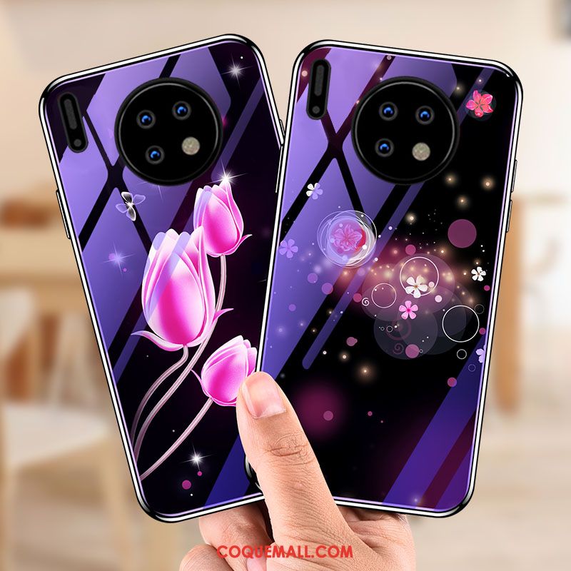 Étui Huawei Mate 30 Tout Compris Verre Téléphone Portable, Coque Huawei Mate 30 Violet Tendance