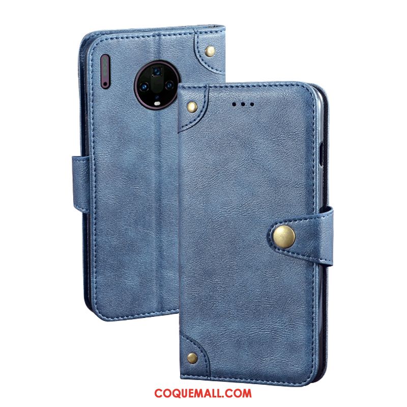 Étui Huawei Mate 30 Vintage Téléphone Portable Marque De Tendance, Coque Huawei Mate 30 Protection Bleu