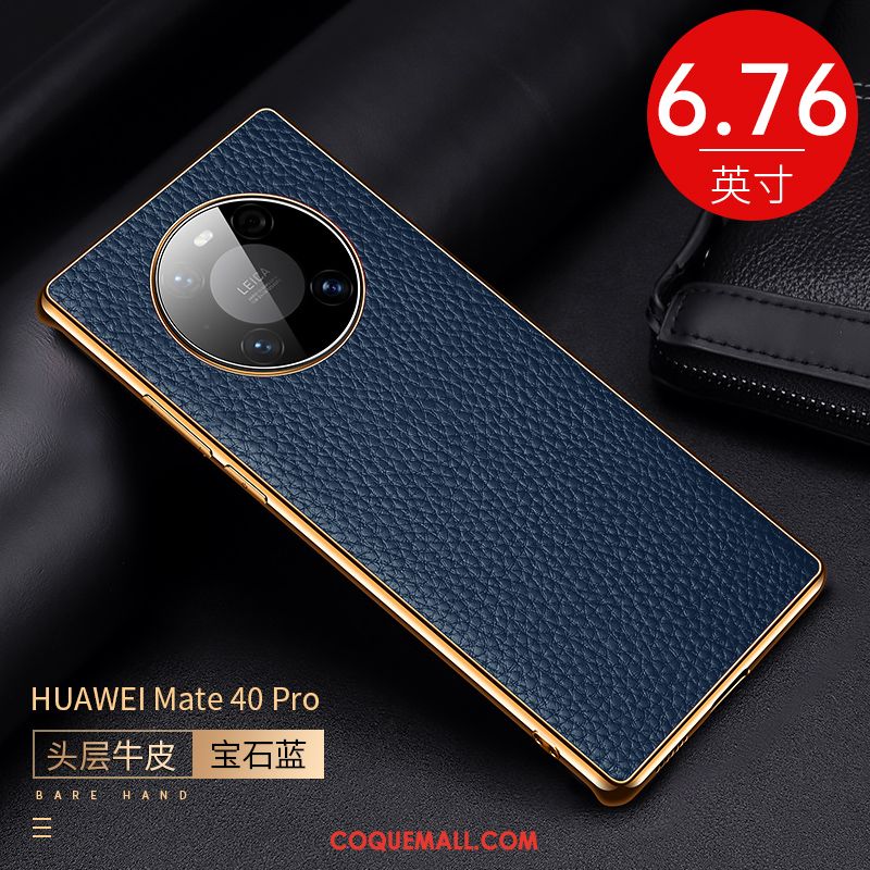 Étui Huawei Mate 40 Pro Incassable En Cuir Téléphone Portable, Coque Huawei Mate 40 Pro Modèle Fleurie Litchi