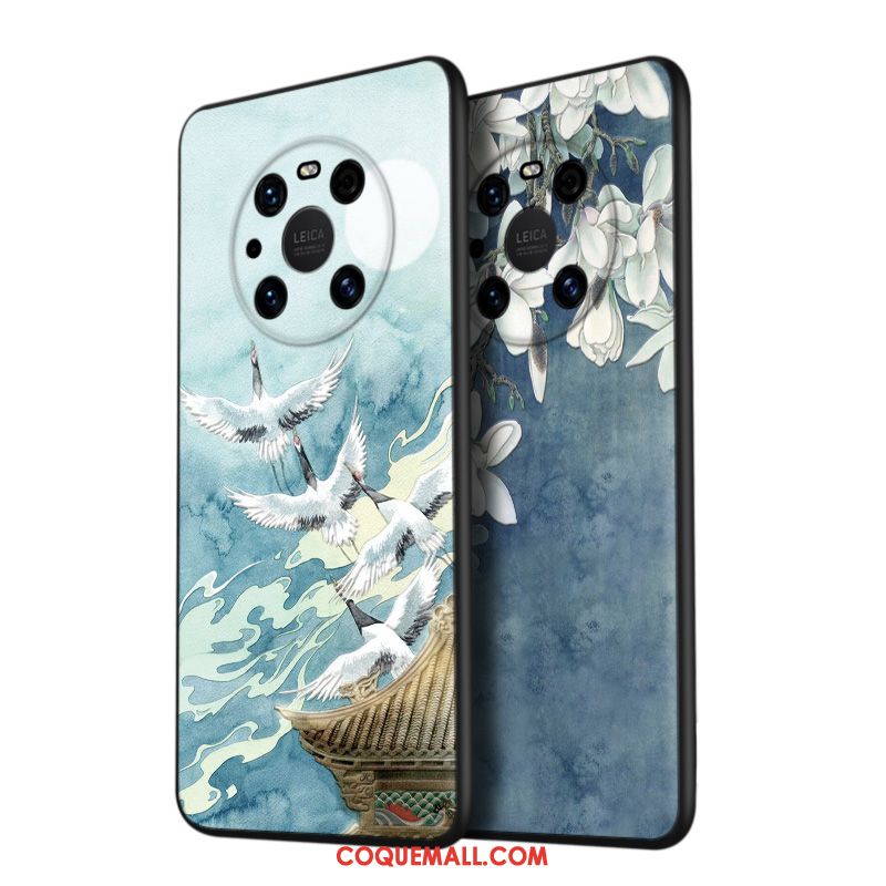 Étui Huawei Mate 40 Pro Personnalité Bleu Silicone, Coque Huawei Mate 40 Pro Style Chinois Luxe