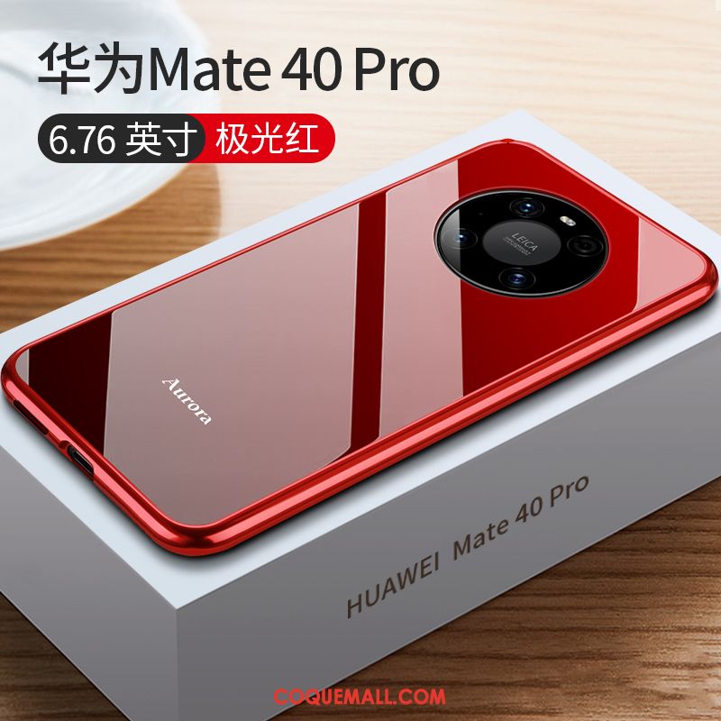 Étui Huawei Mate 40 Pro Protection Très Mince Téléphone Portable, Coque Huawei Mate 40 Pro Verre Rouge