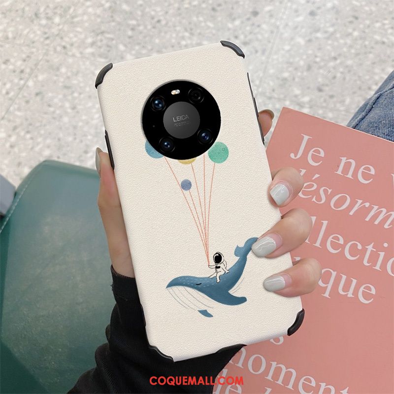 Étui Huawei Mate 40 Pro Téléphone Portable Blanc Dessin Animé, Coque Huawei Mate 40 Pro Soie Mulberry Fluide Doux