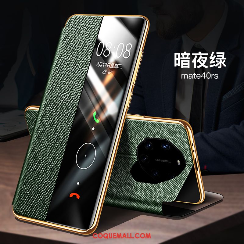 Étui Huawei Mate 40 Rs Téléphone Portable Nouveau Vert, Coque Huawei Mate 40 Rs Tout Compris En Cuir