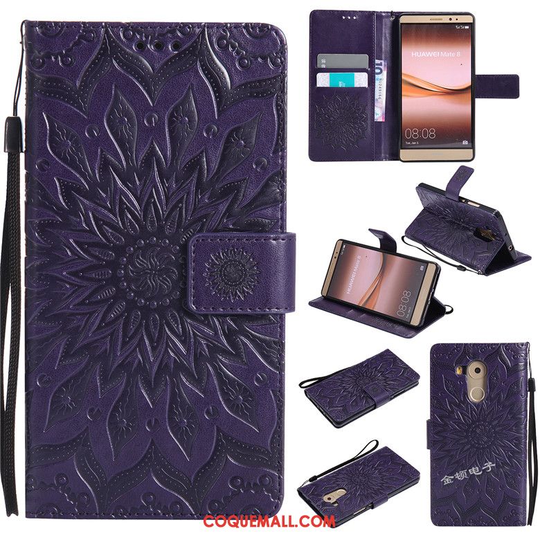 Étui Huawei Mate 8 Incassable Protection Tendance, Coque Huawei Mate 8 Violet Étui En Cuir