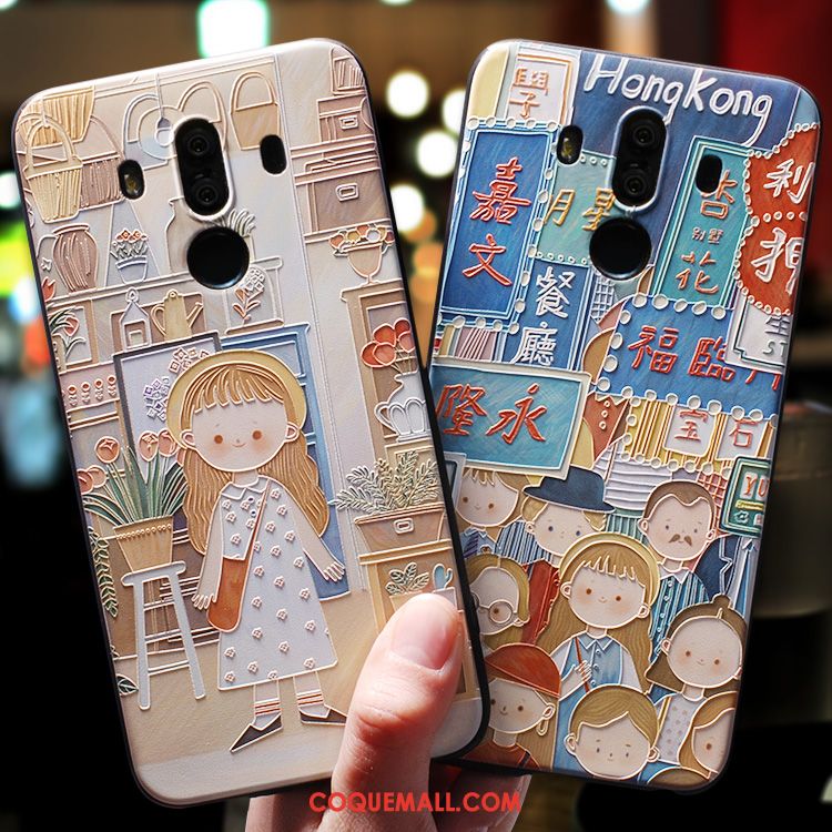 Étui Huawei Mate 9 Dessin Animé Téléphone Portable Incassable, Coque Huawei Mate 9 Bleu Silicone