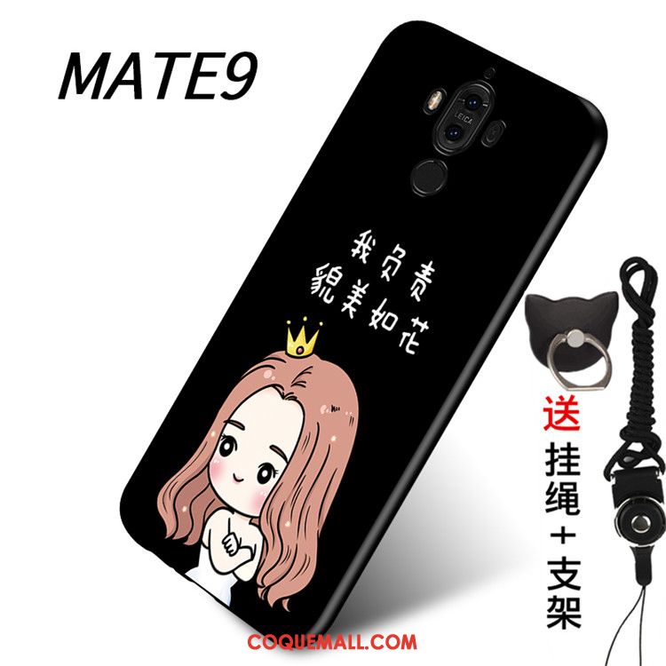 Étui Huawei Mate 9 Ornements Suspendus Noir Fluide Doux, Coque Huawei Mate 9 Téléphone Portable Support